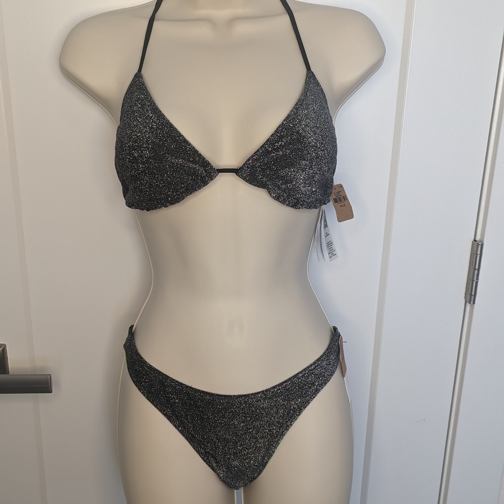 VS PINK Bikini in Black & Silvery Glitter Fabric